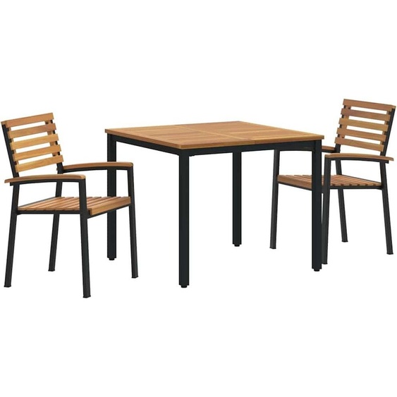 vidaXL Ensemble de jardin 3 pcs noir et marron 90 x 90 x 75 cm
