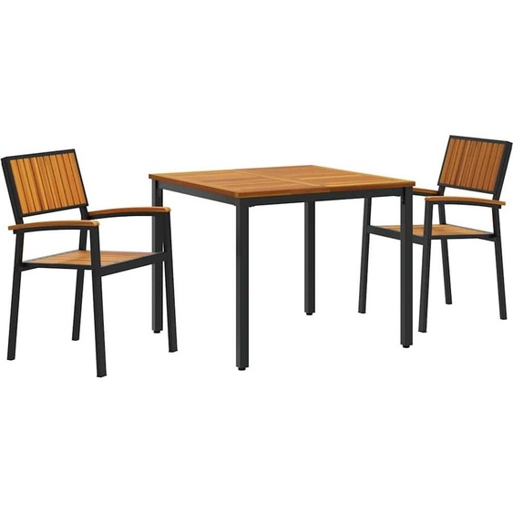 vidaXL Ensemble de jardin 3 pcs noir et marron 90 x 90 x 75 cm
