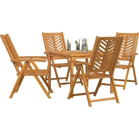 vidaXL Ensemble de jardin 5 pcs brun bois massif acacia