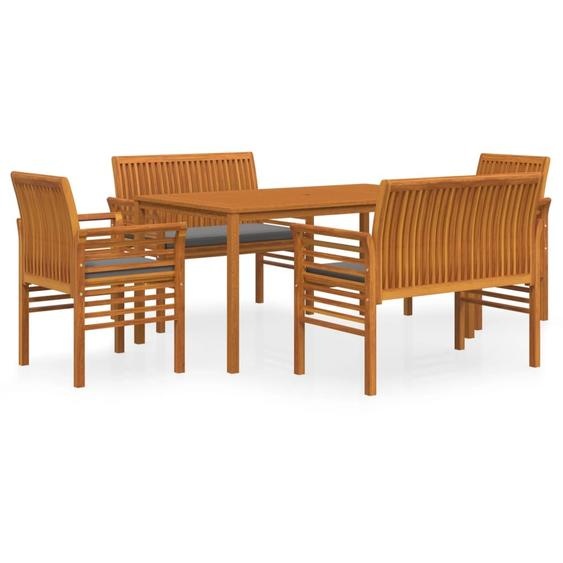 vidaXL Ensemble de jardin 5 pièces avec coussins Bois massif Acacia