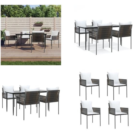 vidaXL Ensemble de jardin 5 pièces avec coussins Poly rotin et acier - Garden dining group - Garden dining group - Outdoor dining group