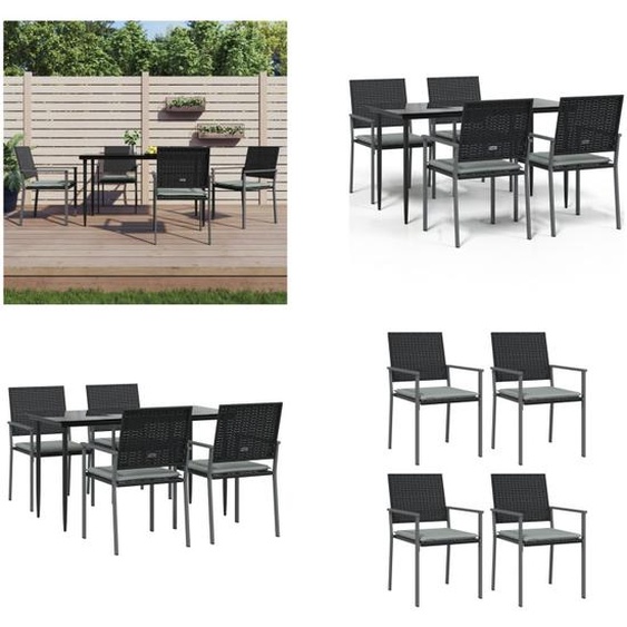 vidaXL Ensemble de jardin 5 pièces avec coussins Poly rotin et acier - Garden dining group - Garden dining group - Outdoor dining group
