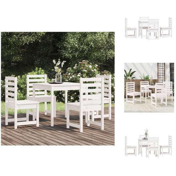 vidaXL Ensemble de jardin 5 pièces blanc pin massif - Ensemble de meubles de jardin