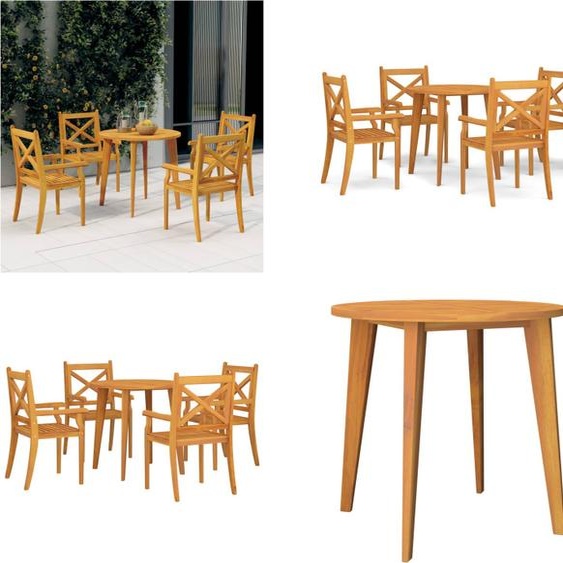 vidaXL Ensemble de jardin 5 pièces en bois massif dacacia - Ensemble de jardin - Garniture de jardin - Garniture de jardin