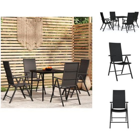 vidaXL Ensemble de jardin 5 pièces noir - Ensemble de meubles de jardin