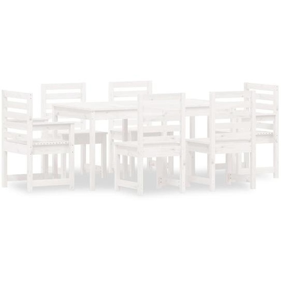 vidaXL Ensemble de jardin 7 pièces blanc pin massif