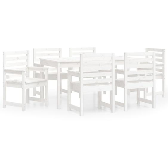 vidaXL Ensemble de jardin 7 pièces blanc pin massif