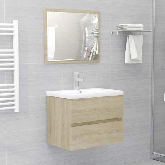 vidaXL Ensemble de meubles de bain 2 pcs Chêne sonoma Aggloméré 804875