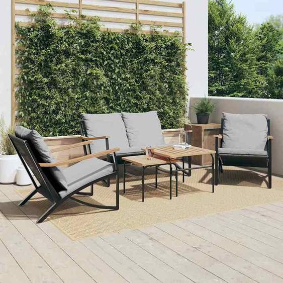 vidaXL Ensemble de meubles de balcon avec coussins 5 pcs noir acier ensemble de meubles dextérieur ensemble de balcon de 3283638