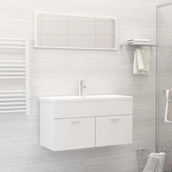 vidaXL Ensemble de meubles de salle de bain 2 pcs Blanc Aggloméré 804800