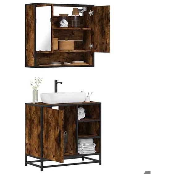 vidaXL Ensemble de meubles de salle de bain 2 pcs Chêne fumé, armoire de rangement, armoire de bain, meuble de toilette 3300937
