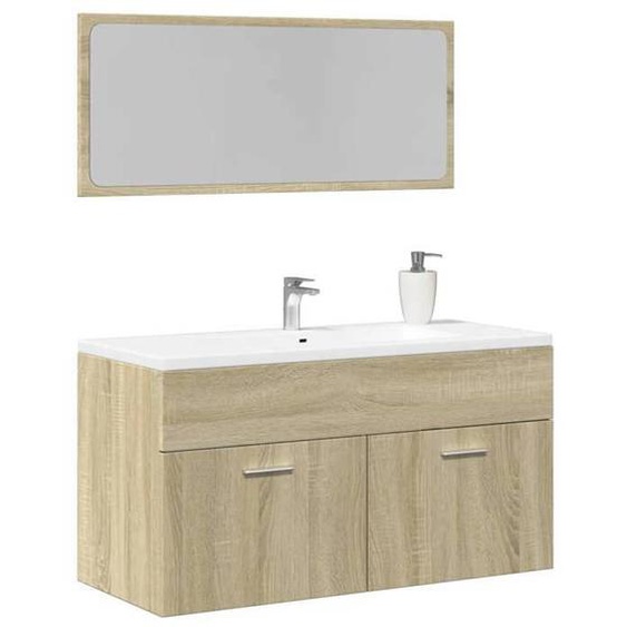 vidaXL Ensemble de meubles de salle de bain 2 pcs chêne sonoma, meuble de salle de bain, meuble sous lavabo, meuble de 849647