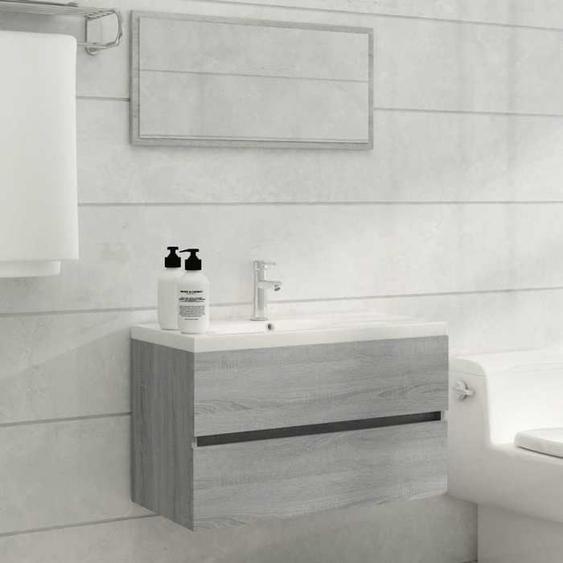 vidaXL Ensemble de meubles de salle de bain 2 pcs Sonoma gris 815739
