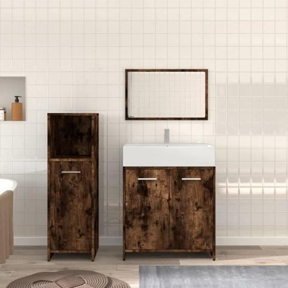 vidaXL Ensemble de meubles de salle de bain 3 pcs Chêne fumé 3154406