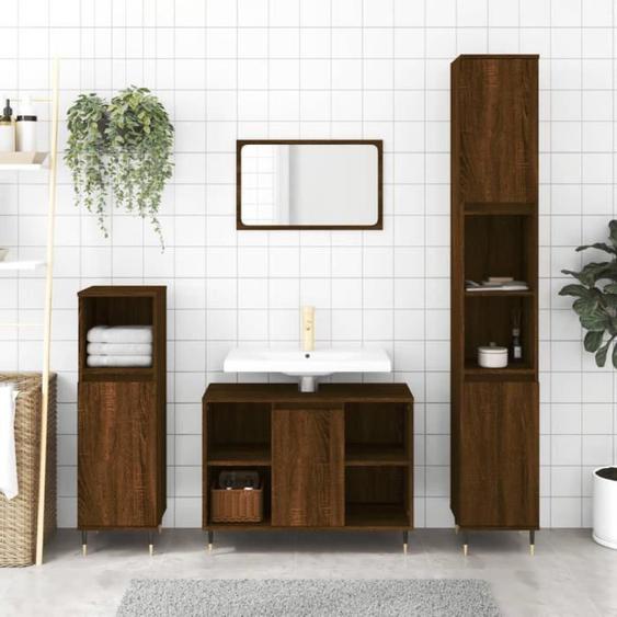 vidaXL Ensemble de meubles de salle de bain 3 pcs Chêne marron 3190298