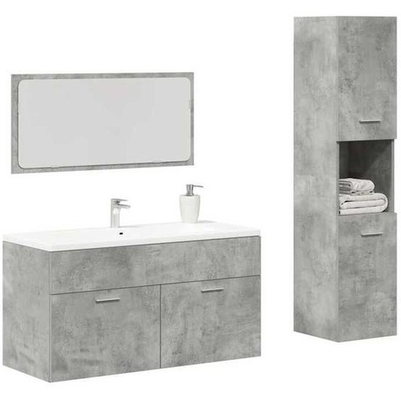 vidaXL Ensemble de meubles de salle de bain 3 pcs gris béton 3324869