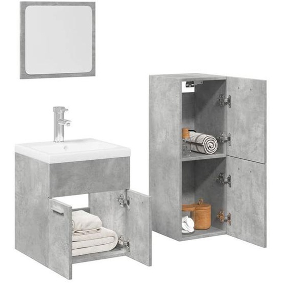 vidaXL Ensemble de meubles de salle de bain 4 pcs gris béton 3324882
