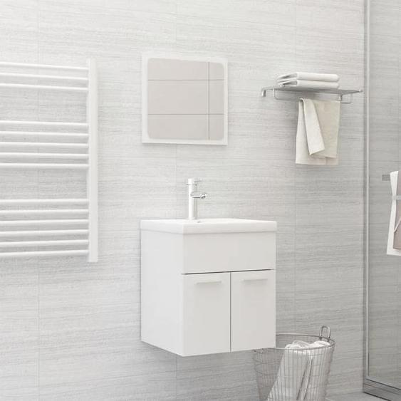vidaXL Ensemble de Meubles de Salle de Bain Armoire de Rangement Miroir Mural Placard de Toilette Armoire dEvier et Lavabo 3070862