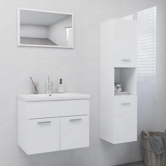 vidaXL Ensemble de Meubles de Salle de Bain Armoire de Rangement Placard de Toilette Armoire dEvier et Lavabo Miroir Mural 3071405