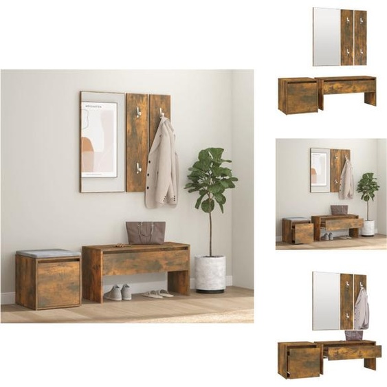 vidaXL Ensemble de meubles dentrée chêne fumé bois composite - penderies