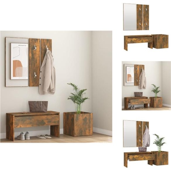 vidaXL Ensemble de meubles dentrée chêne fumé bois composite - penderies