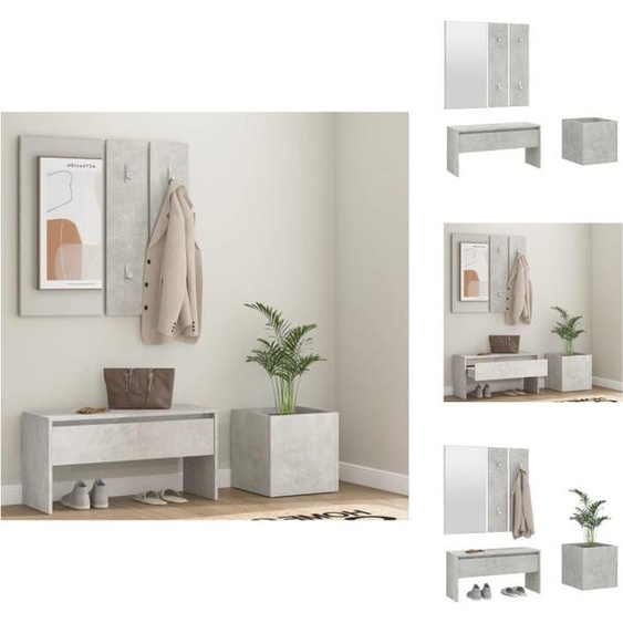 vidaXL Ensemble de meubles dentrée gris béton en bois composite - Armoires à vêtements