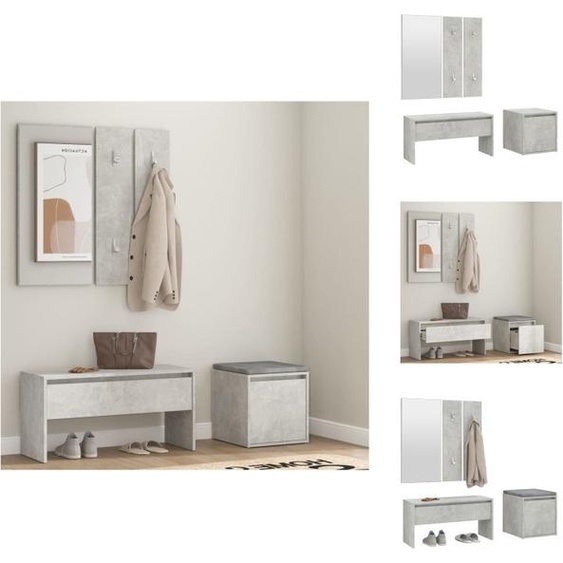 vidaXL Ensemble de meubles dentrée gris béton en bois composite - Armoires à vêtements
