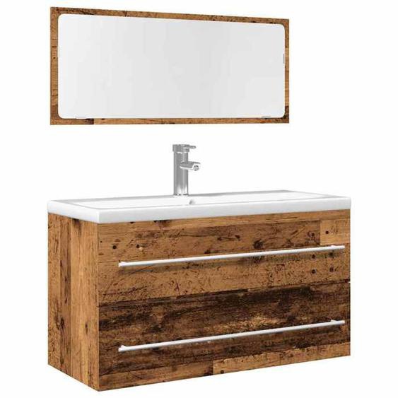 vidaXL Ensemble de meubles salle de bain 2 pcs bois dingénierie, armoire de salle de bain, armoire de bain, meuble-lavabo 856388
