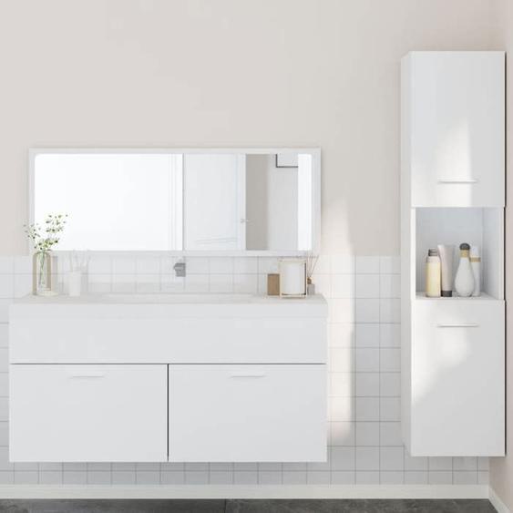 vidaXL Ensemble de meubles salle de bain 3 pcs blanc bois dingénierie, armoire de salle de bain, armoire de bain, 3308526