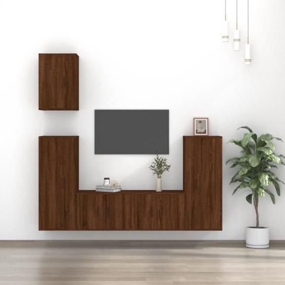vidaXL Ensemble de meubles TV 5 pcs Chêne marron Bois dingénierie 3188781