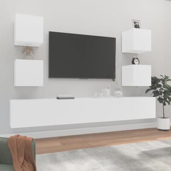 vidaXL Ensemble de meubles TV 6 pcs Blanc Bois dingénierie 3114262
