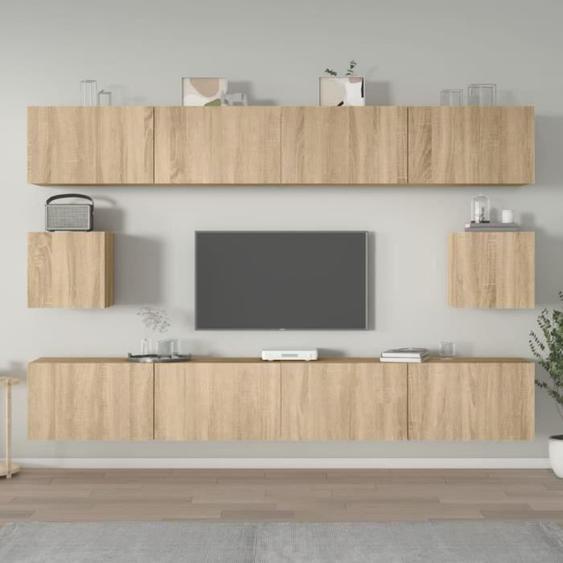 vidaXL Ensemble de meubles TV 6 pcs Chêne sonoma Bois dingénierie  3114368