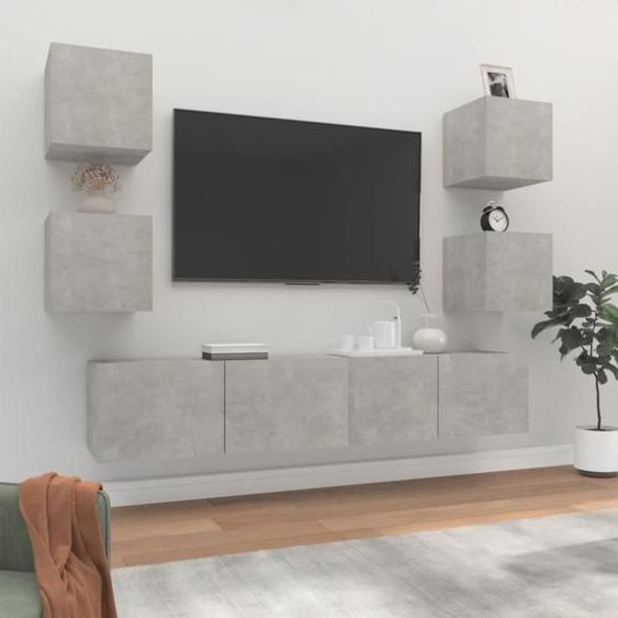 vidaXL Ensemble de meubles TV 6 pcs Gris béton Bois dingénierie 3114257