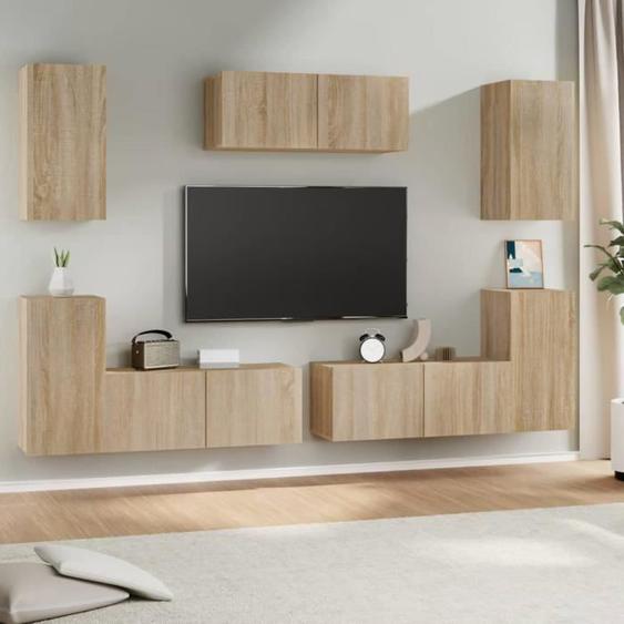 vidaXL Ensemble de meubles TV 7 pcs Chêne sonoma Bois dingénierie 3114304