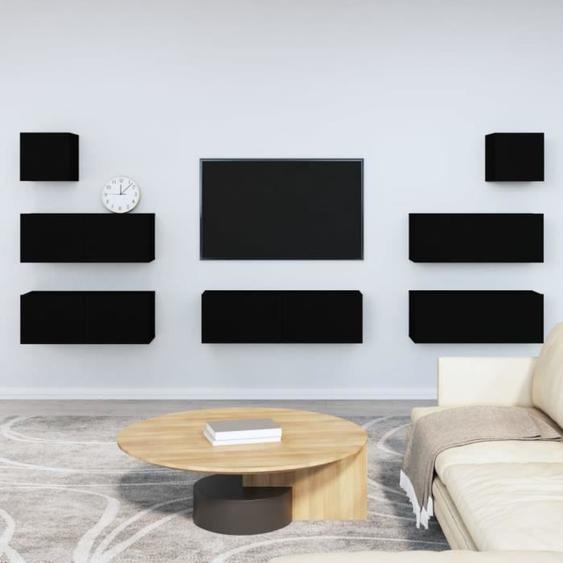 vidaXL Ensemble de meubles TV 7 pcs Noir Bois dingénierie 3114543