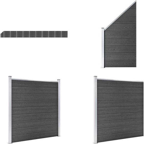 vidaXL Ensemble de panneaux de clôture WPC 1830x(105 186) cm noir - Panneau de clôture - Panneaux de clôture - Ensemble de panneaux de clôture - Ensemble de panneaux de clôture