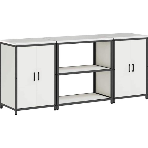 vidaXL Ensemble de rangement de cuisine 3 pcs Blanc 210 x 50 x 92 cm Acier laminé à froid