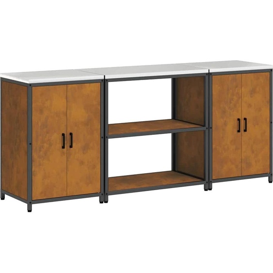 vidaXL Ensemble de rangement de cuisine 3 pcs Rouillé 210 x 50 x 92 cm Acier résistant aux intempéries