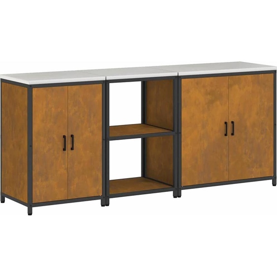 vidaXL Ensemble de rangement de cuisine 3 pcs Rouillé 210 x 50 x 92 cm Acier résistant aux intempéries