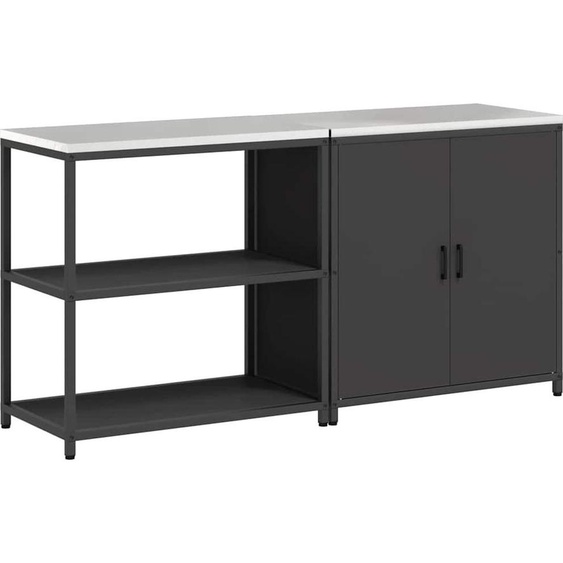 Ensemble de rangement pour cuisine vidaXL avec étagère à porte, 2 pièces, noir