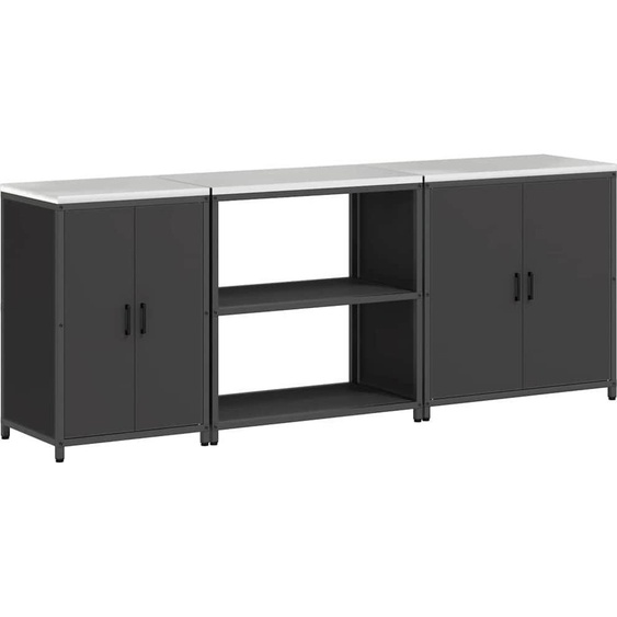 vidaXL Ensemble de rangement de cuisine avec étagère 3 pcs Noir 240 x 50 x 92 cm