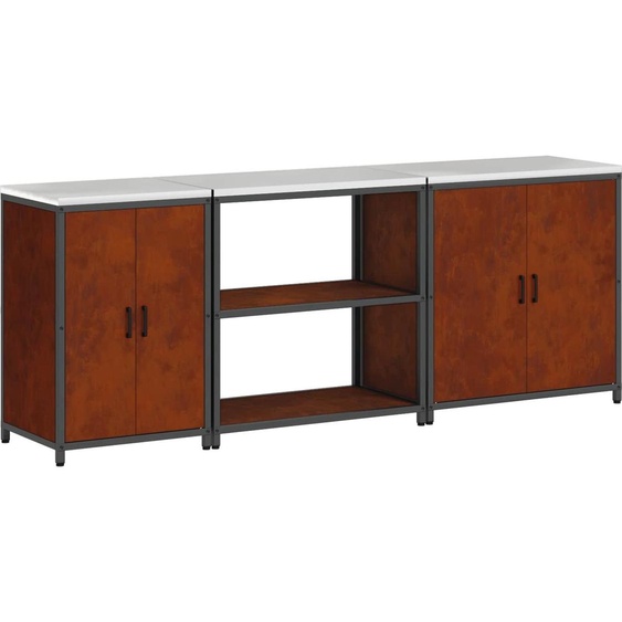 vidaXL Ensemble de rangement pour la cuisine 3 pièces Acier rouillé résistant aux intempéries