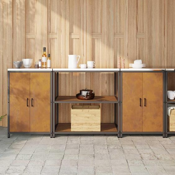 vidaXL Ensemble de rangement pour la cuisine 3 pièces Acier rouillé résistant aux intempéries