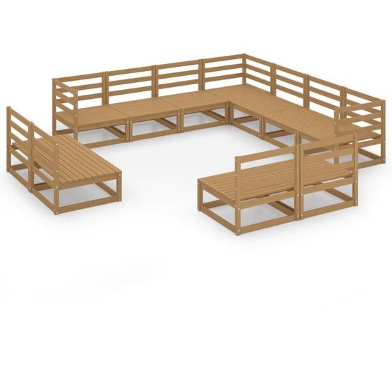 vidaXL Ensemble de salon de jardin 11 pièces pin massif brun miel