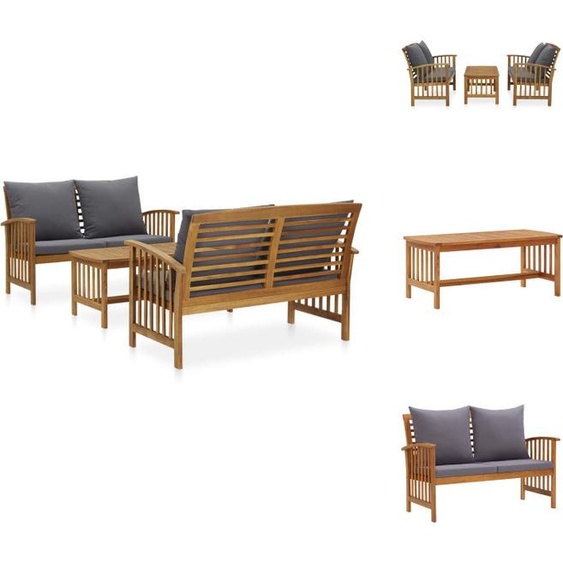 vidaXL Ensemble de salon de jardin 3 pièces avec coussins en bois massif dacacia - Ensembles de meubles de jardin