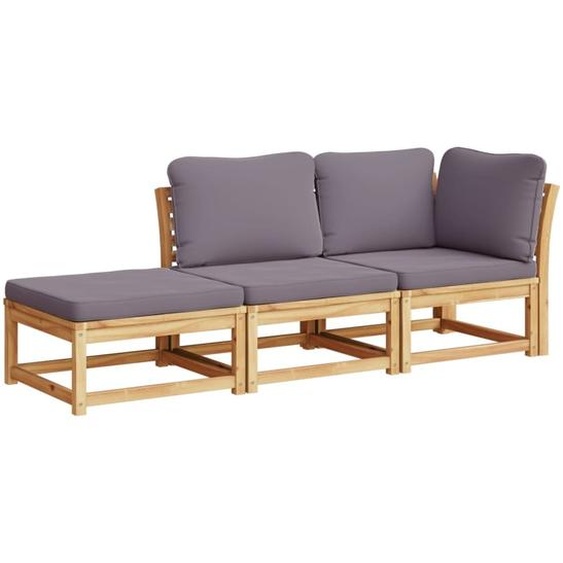 vidaXL Ensemble de salon de jardin 3 pièces avec coussins en bois massif dacacia