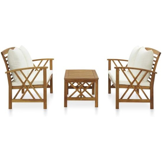 vidaXL Ensemble de salon de jardin 3 pièces avec coussins en bois massif dacacia