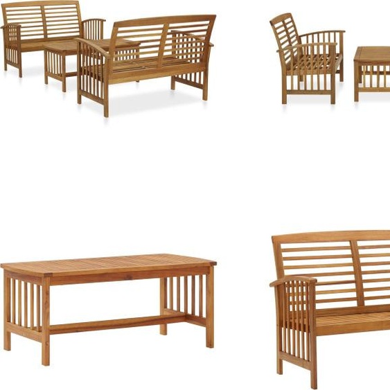 vidaXL Ensemble de salon de jardin 3 pièces en bois massif dacacia - Ensemble de salon de jardin - Meubles de jardin - Ensemble de meubles de jardin