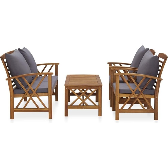 vidaXL Ensemble de salon de jardin 4 pièces avec coussins en bois massif dacacia