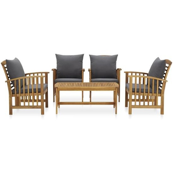 vidaXL Ensemble de salon de jardin 5 pièces avec coussins en bois massif dacacia